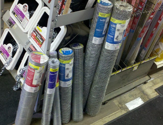 Rolls of window screening and mesh stocked in the store