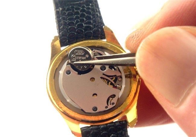 Close-up of a watch opened for a battery replacement